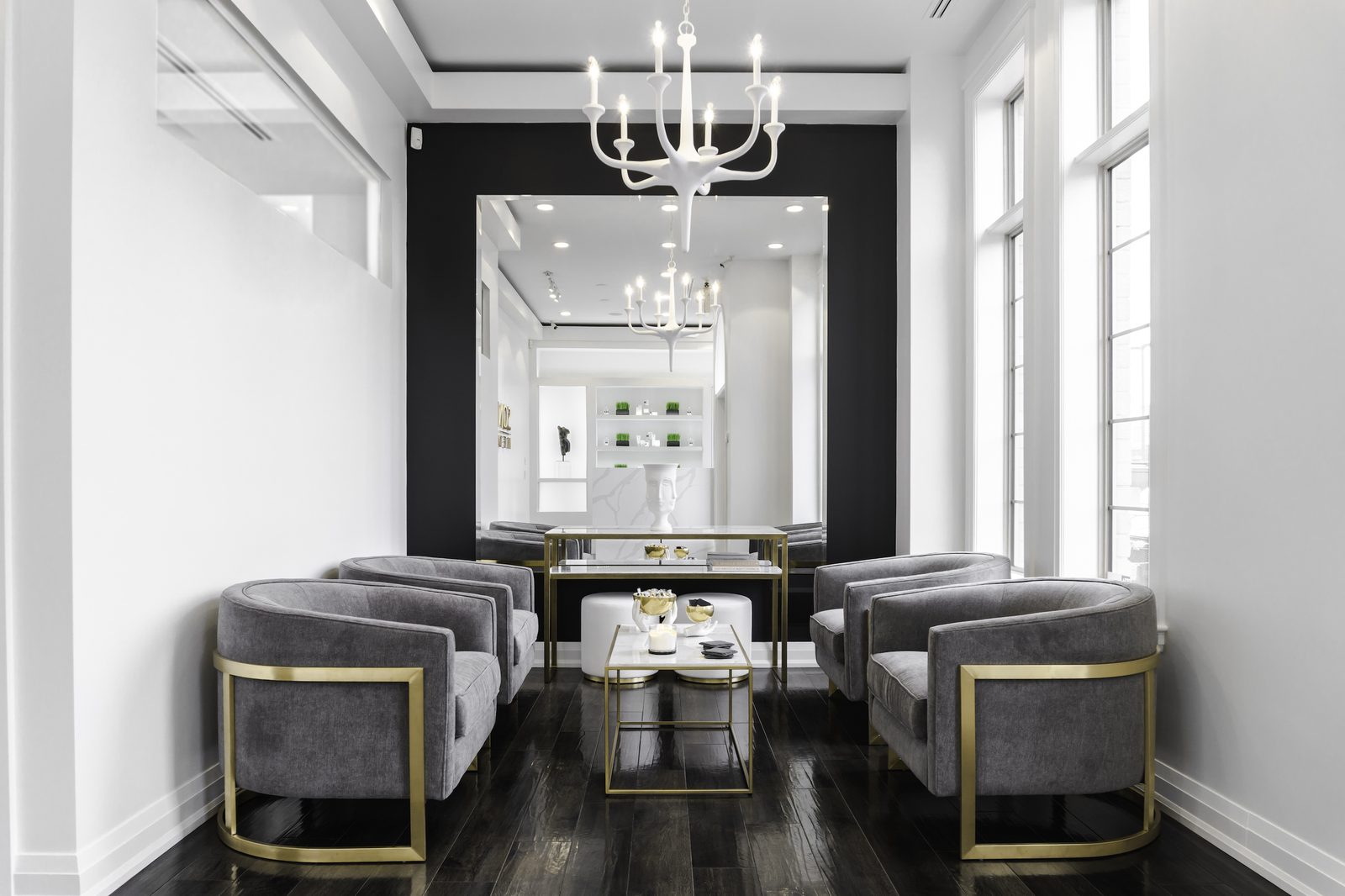 Client lounge at Sonya's Med Spa, Oakville, a Reno Gurus commercial renovation.